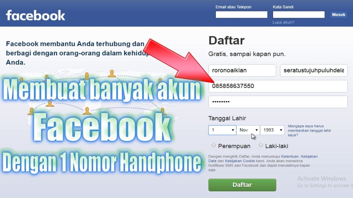 Cara Mendaftar Facebook dengan Nomor HP